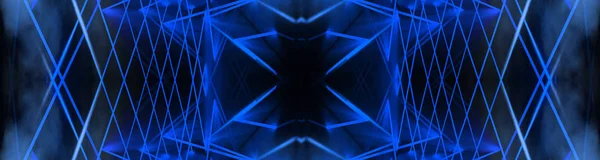 Abstracte Blauwe Neon Achtergrond Met Stralen Lijnen — Stockfoto