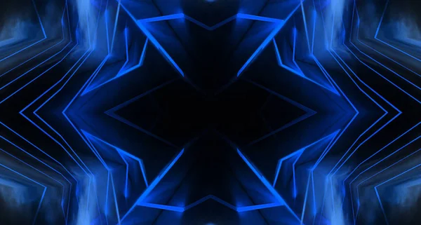 Абстрактний Синій Неоновий Фон Променями Лініями — стокове фото