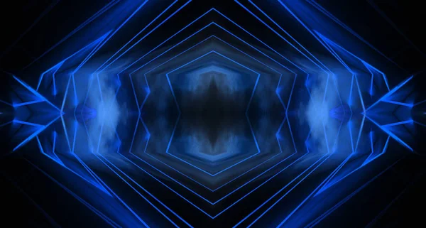 Astratto Sfondo Blu Neon Con Raggi Linee — Foto Stock