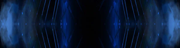 光線と線を持つ抽象的な青いネオンの背景 — ストック写真