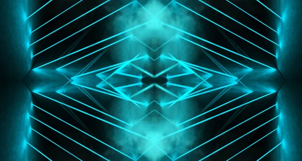 Abstract Blue Neon Background Rays Lines — Stock Photo, Image
