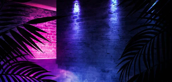 Háttér Fal Neon Vonalak Sugarak Háttérsötét Folyosó Neonfénnyel Absztrakt Háttér — Stock Fotó
