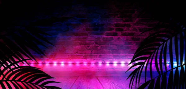Ciemna Ulica Neonami Reflektorami Abstrakcyjne Promienie Linie Światła Ciemności — Zdjęcie stockowe