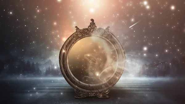 Oval mirror with brown frame, Magic Mirror Queen Mirror, Mirror, furniture,  mirror, picture Frames png