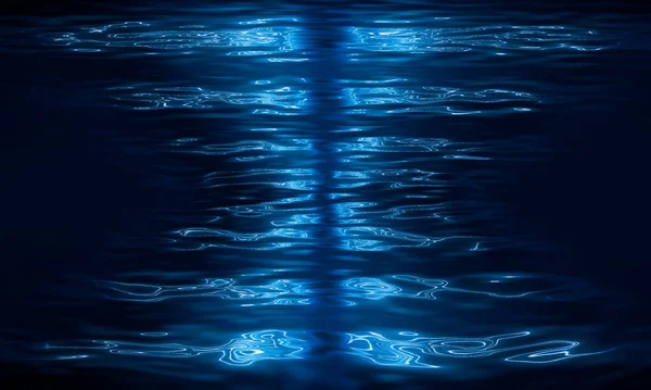 Fundo Escuro Luzes Néon Reflexo Água Abstração Moderna Visão Noturna — Fotografia de Stock
