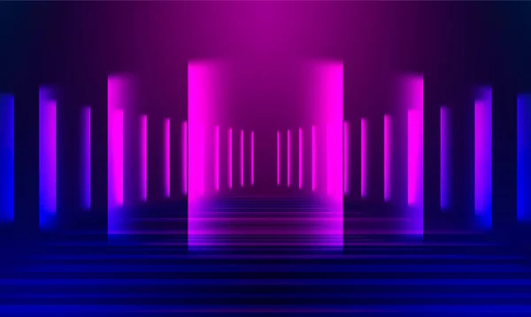 Achtergrond Lege Showscene Ultraviolette Donkere Abstracte Achtergrond Geometrische Neon Vormen — Stockfoto