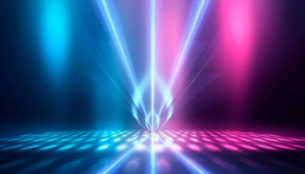 Background Empty Stage Show Neon Blue Purple Light Laser Show — 스톡 사진