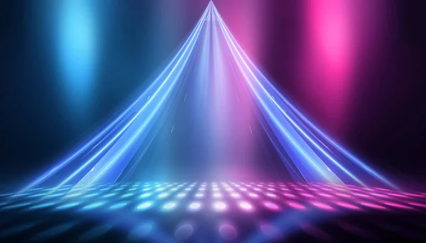 空荡荡的舞台表演背景 霓虹蓝光和紫光及激光表演 黑暗背景下的激光未来主义形状 带有霓虹灯的抽象深色背景 — 图库照片