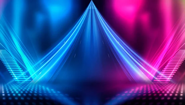 Pozadí Prázdné Scény Neonově Modrá Fialová Světelná Laserová Show Laserové — Stock fotografie
