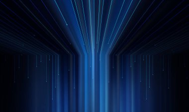 Fütürist fraktal dijital bilim teknolojisi geçmişi. Pürüzsüz çizgiler, renk değişimi. Neon ışığı, soyut yansıma ve perspektif.