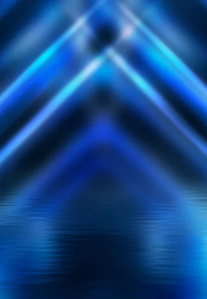 Tmavě Modré Abstraktní Futuristické Pozadí Laserové Neonové Paprsky Neonové Světlo — Stock fotografie