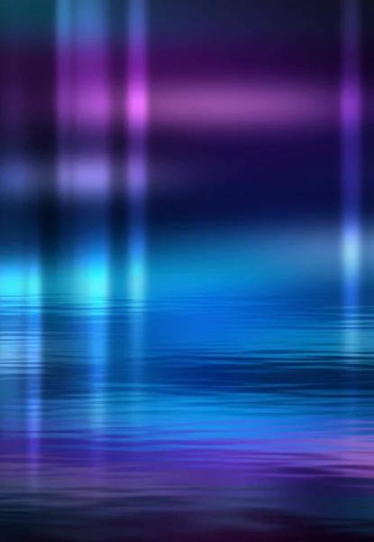 Mörkblå Abstrakt Futuristisk Bakgrund Laserneonstrålar Neonljus Reflektion Över Asfalt Rök — Stockfoto