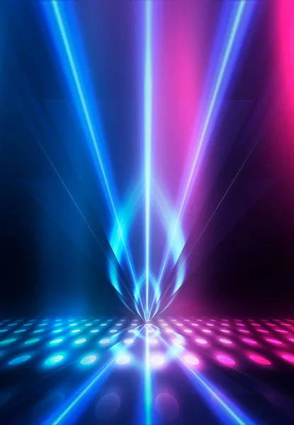 Sfondo Futuristico Astratto Blu Scuro Raggi Neon Laser Luce Neon — Foto Stock