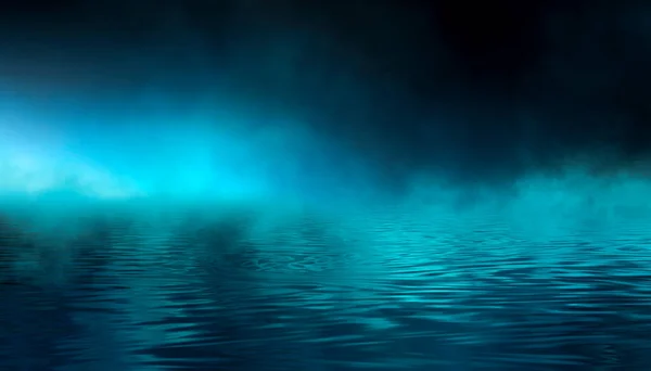 Pusta Futurystyczna Dramatyczna Scena Fantazji Nocny Marine Podwodne Abstrakcyjne Tło — Zdjęcie stockowe