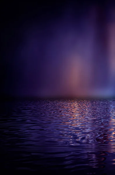 空の未来の劇的なファンタジーシーン 夜の海洋 水中抽象的な背景 抽象暗い風景 スモッグぬれた ネオンブルーの液体要素 3Dイラスト — ストック写真