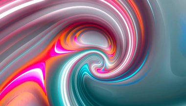 Pürüzsüz neon çizgileri olan soyut modern arkaplan. Işık çizgileri, parlak aksanlı arka plan. Akrilik sıvı soyut.