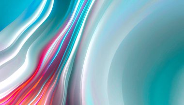 Pürüzsüz neon çizgileri olan soyut modern arkaplan. Işık çizgileri, parlak aksanlı arka plan. Akrilik sıvı soyut.