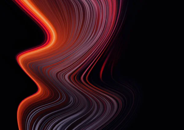 光線と液体 流れる線で暗いネオンの背景 ネオンライトの水の中に反射 要旨濃い赤色のネオン 3Dイラスト — ストック写真