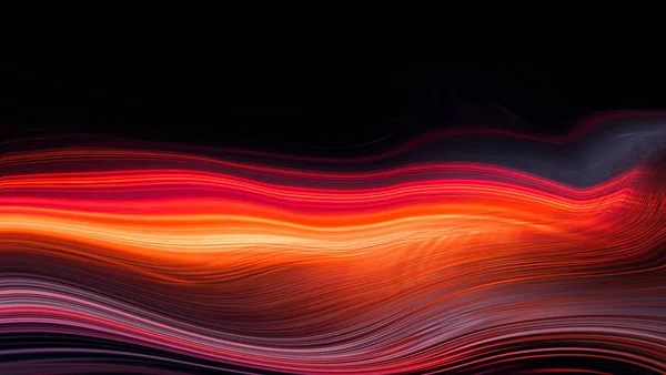 Ciemne Neonowe Tło Promieniami Płynnymi Płynnymi Liniami Widok Nocny Odbicie — Zdjęcie stockowe