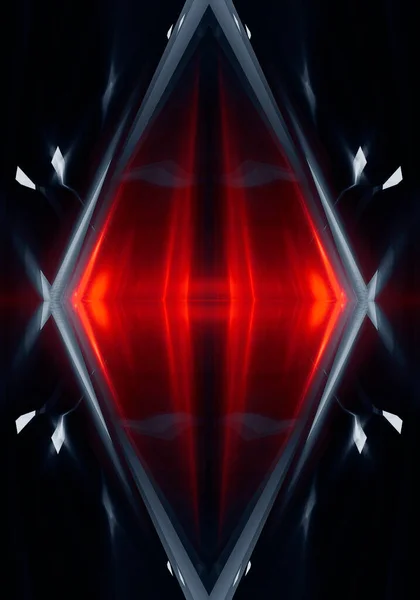 Abstrakt Mörk Modern Futuristisk Bakgrund Med Rött Neonljus Strålar Och — Stockfoto