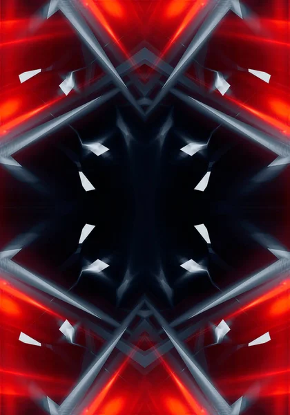Abstrakter Dunkel Moderner Futuristischer Hintergrund Mit Rotem Neonlicht Lichtkegeln Und — Stockfoto
