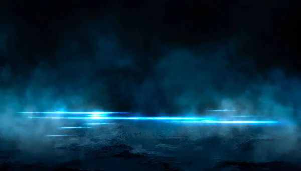 Streszczenie Ciemne Futurystyczne Niebieskie Tło Nocy Promienie Linie Błyskawice Światła — Zdjęcie stockowe