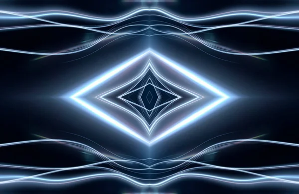 Fondo Nocturno Azul Futurista Oscuro Abstracto Rayos Líneas Relámpagos Luces — Foto de Stock