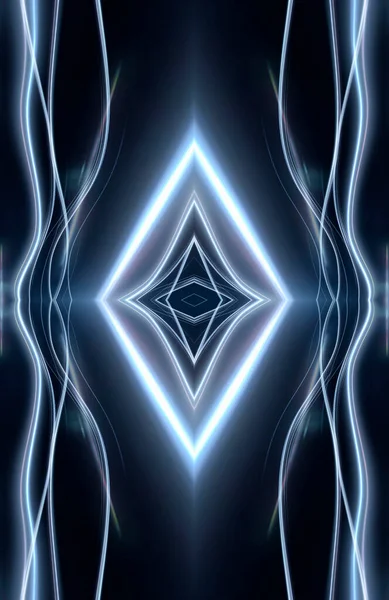 Fondo Nocturno Azul Futurista Oscuro Abstracto Rayos Líneas Relámpagos Luces — Foto de Stock