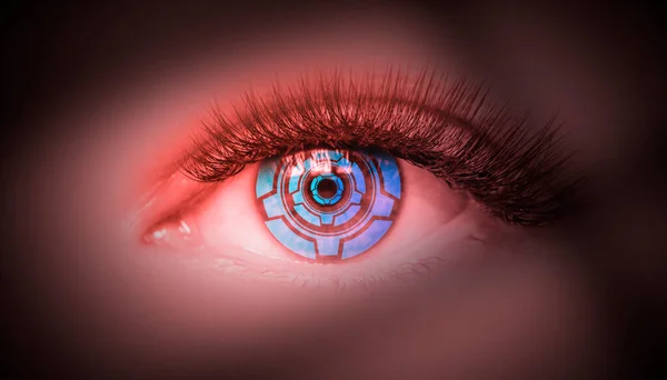Exploración Biométrica Primer Plano Ojo Femenino Concepto Realidad Virtual Moderna —  Fotos de Stock