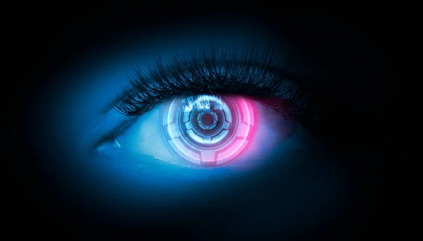 Close Biometrische Scan Van Een Vrouwelijk Oog Het Concept Van — Stockfoto