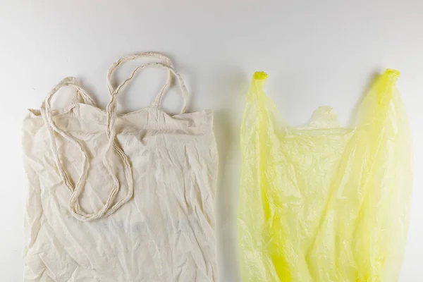 Concept Zéro Déchet Sac Tissé Sacs Plastique — Photo