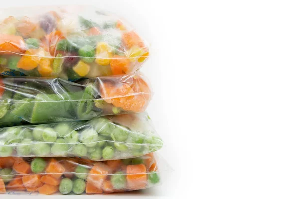 Zmrazená Zelenina Plastovém Sáčku Odkládací Prostory Zdravých Potravin — Stock fotografie