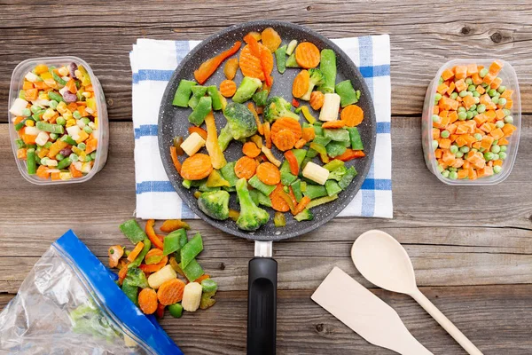 Verduras Congeladas Una Bolsa Plástico Concepto Almacenamiento Alimentos Saludables — Foto de Stock