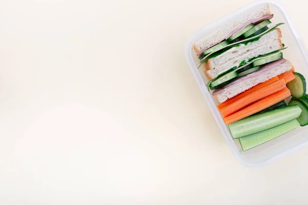 Healthy eating a sandwich in lunchbox — Stock Photo, Image