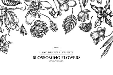 Siyah ve beyaz ylang-ylang, impatiens, Daffodil, tigridia, Lotus, hasekiküpesi ile çiçek tasarımı