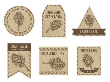 Sümbül resimli vintage tasarımı sanatsal etiketler