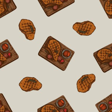 Elle çizilmiş biftekli pürüzsüz desen