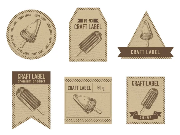Etykiety rzemieślnicze vintage design z ilustracją lodów lodowych — Wektor stockowy