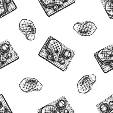 Siyah beyaz biftekli kusursuz desen