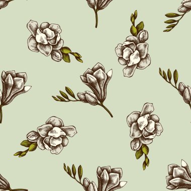 Elle çizilmiş frezya ile kusursuz desen