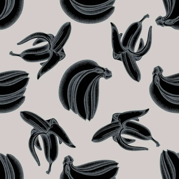 Бесшовный рисунок со стилизованными от руки бананами — стоковый вектор
