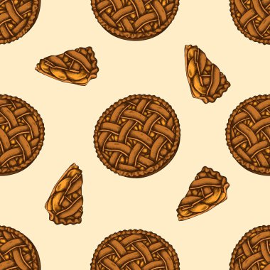 Elle çizilmiş elmalı turtayla kusursuz desen