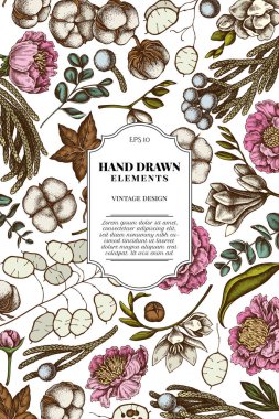 Renkli incir ağacı, okaliptüs, şakayık, pamuk, frezya, brunya