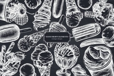 Tebeşir kaseli tek renkli tasarım, dondurma kovası, buzlu dondurma, dondurma külahı, dondurma kepçesi, dondurma topları.