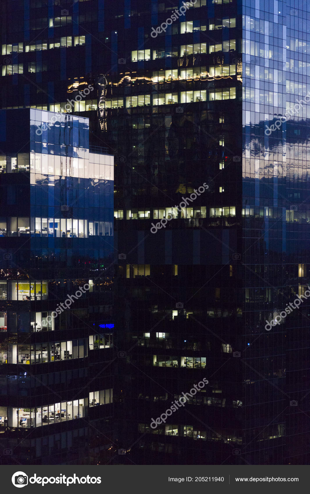 Lighting Melbourne City Buildings Dusk Stock Photo by ©info