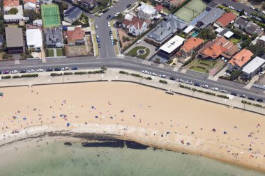 Brighton Beach, Melbourne, Avustralya havadan görünümü.