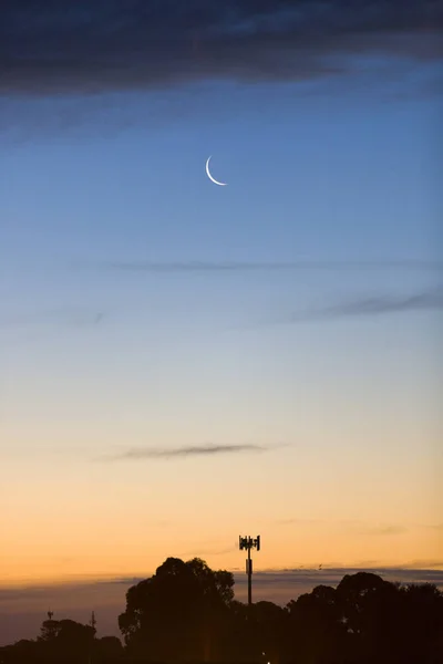 Vacker Solnedgång Scen Med Melbourne Stads Skyline — Stockfoto