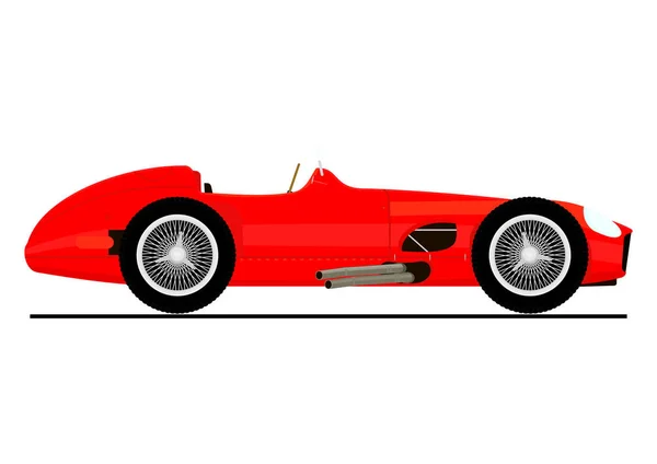 Sticker Retro Race Car Side View Flat Vector — Stock Vector