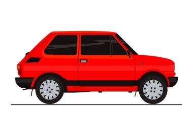 Küçük retro otomobil plakası. Yan görünümü. Düz vektör.