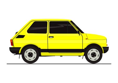 Küçük retro otomobil plakası. Yan görünümü. Düz vektör.